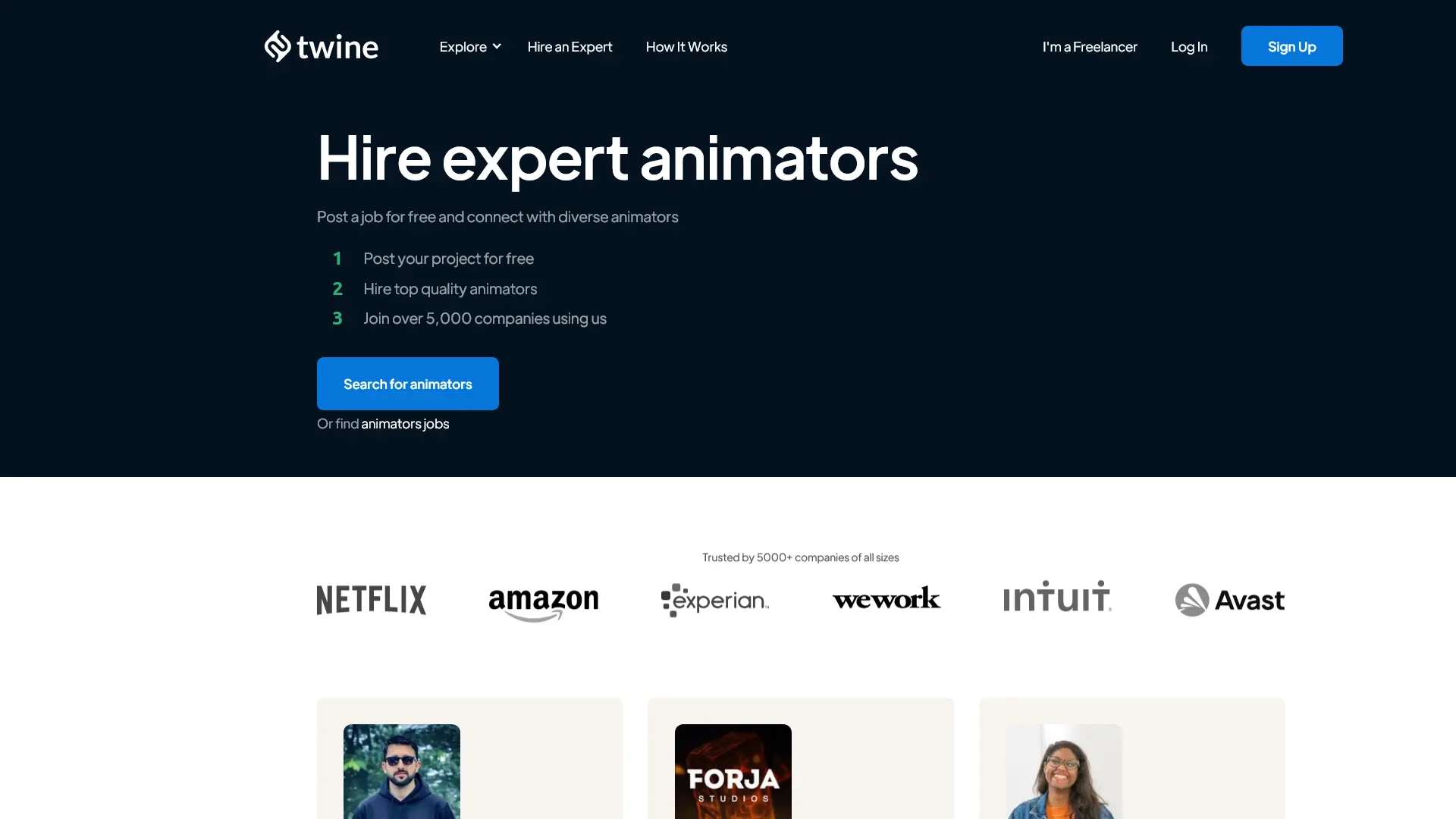 Twine Animator Landing Page